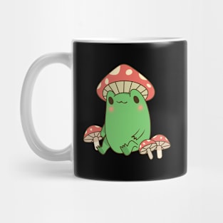 Frog With Mushroom Hat Frogs Mycology Kawaii Frog Mug